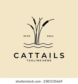 cattails logo line art vector simple illustration template icon graphic design