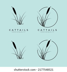 Cattails logo set bundle vector illustration design, cattail icon