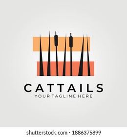 cattails logo vector illustration design , background wallpaper