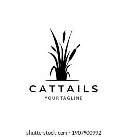 cattails nature logo vintage template symbol illustration design