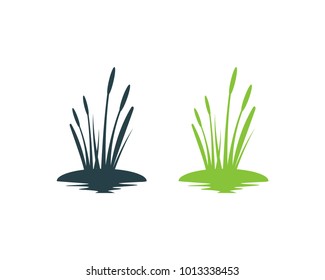 Cattails Plants Above the Water Illustration Symbol Logo Vector