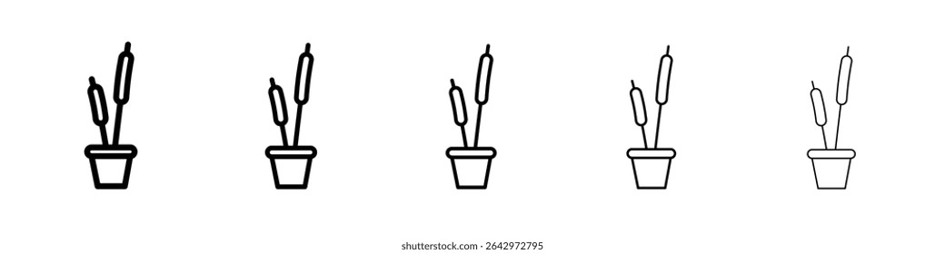 Cattails en icono de olla Diseño plano sobre fondo aislado