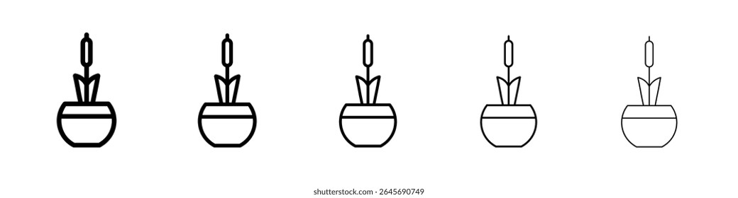 Cattails en el arte simple del logotipo de la ilustración del icono del pote