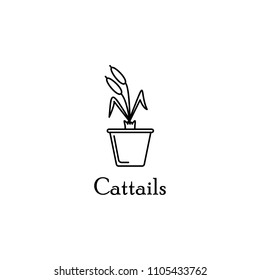 cattails in pot outline icon. Element of flower icon for mobile concept and web apps. Thin line cattails in pot outline icon can be used for web and mobile. Premium icon on white background