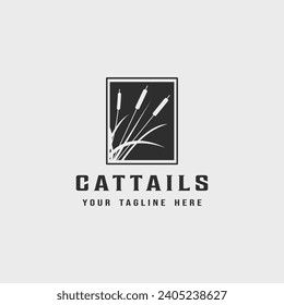 cattails or reed logo vintage minimalist vector illustration design