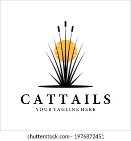 cattails or reed logo vintage vector illustration design