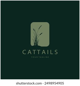 cattails or river reed grass plant logo design, aquatic plants, swamp, wild grass vector