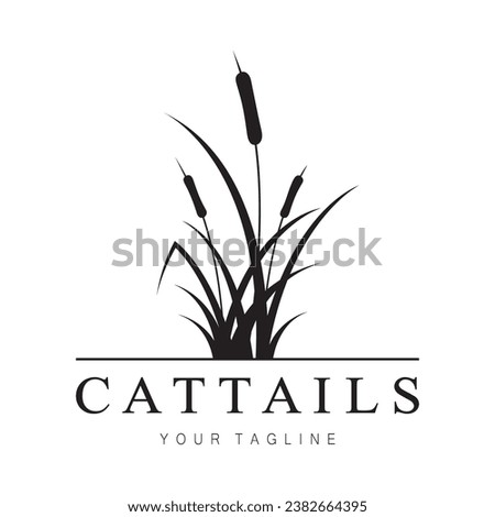 cattails or river reed grass plant logo design, aquatic plants, swamp, wild grass vector Foto stock © 