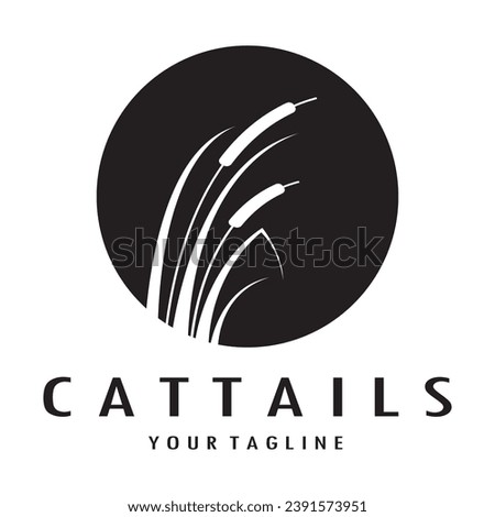 cattails or river reed grass plant logo design, aquatic plants, swamp, wild grass vector