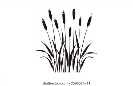Cattails: Simple Silhouette of Marsh Plants