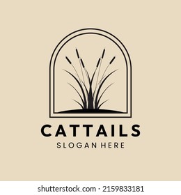 cattails vintage logo, icon and symbol, with emblem vector illustration design