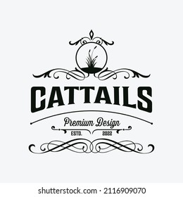 cattails vintage vector logo symbol illustration design
