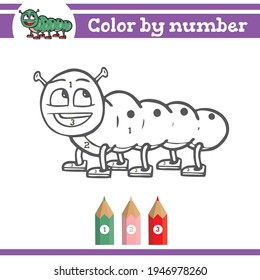 Catterpillar Color By Numbers Coloring Page Stock Vector (Royalty Free