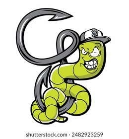 catterpillar hook vector art illustration graphic character