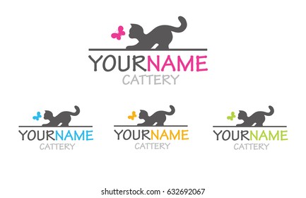 Cattery Cat Rescue Logo Vector Template