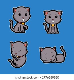 Cat-themed vector graphic illustrations, perfect for educational and children's themed products, such as textbooks, coloring books, stickers, illustrations for posters and dictionaries, etc.