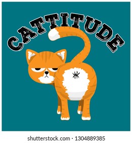 Cattitude -a word that describes a cat with a bad attitude. Despite that, this orange tabby cartoon cat is simply adorable. And grumpy. But still adorable.