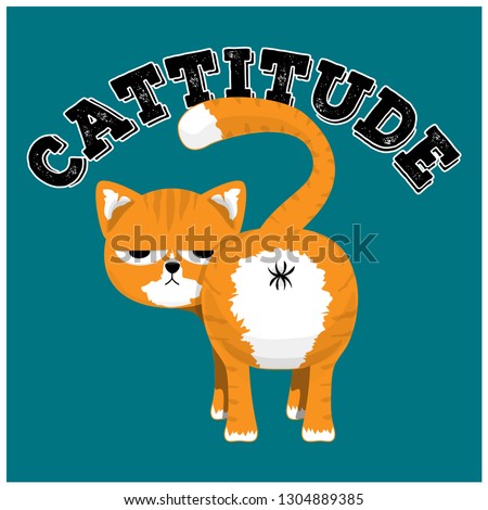 Cattitude -a word that describes a cat with a bad attitude. Despite that, this orange tabby cartoon cat is simply adorable. And grumpy. But still adorable.