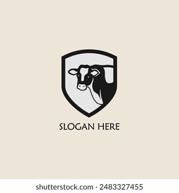 Cattle adventure badge logo vector graphic illustration on background