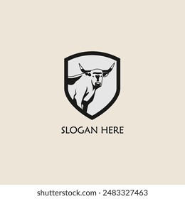 Cattle adventure badge logo vector graphic illustration on background