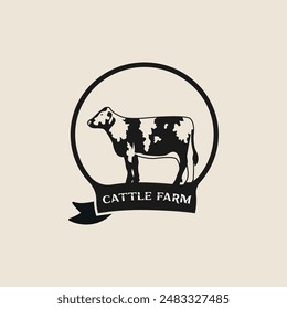 Ilustración gráfica de Vector de logotipo de insignia de aventura de ganado sobre fondo