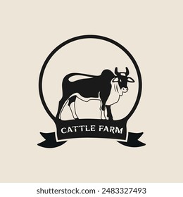 Cattle adventure badge logo vector graphic illustration on background