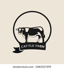 Cattle Adventure Abzeichen Logo Vektorgrafik grafische Illustration auf Hintergrund