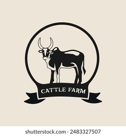 Ilustración gráfica de Vector de logotipo de insignia de aventura de ganado sobre fondo