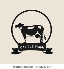 Cattle adventure badge logo vector graphic illustration on background