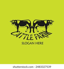 Cattle adventure badge logo vector graphic illustration on background