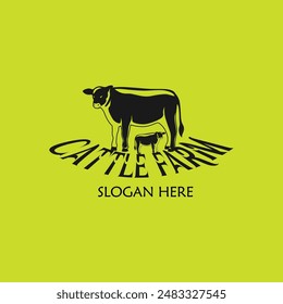 Cattle adventure badge logo vector graphic illustration on background