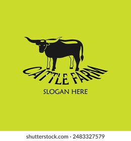 Cattle adventure badge logo vector graphic illustration on background