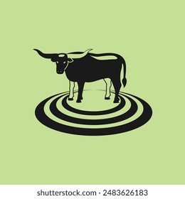 Cattle adventure badge logo vector graphic illustration on background