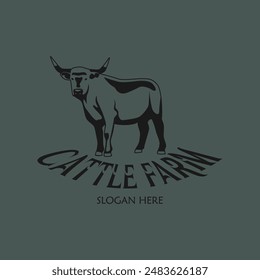 Cattle adventure badge logo vector graphic illustration on background