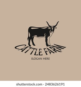 Cattle adventure badge logo vector graphic illustration on background