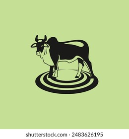 Cattle adventure badge logo vector graphic illustration on background