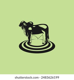 Cattle adventure badge logo vector graphic illustration on background