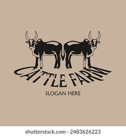 Cattle adventure badge logo vector graphic illustration on background