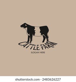 Cattle adventure badge logo vector graphic illustration on background