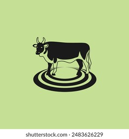 Cattle adventure badge logo vector graphic illustration on background