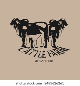 Cattle adventure badge logo vector graphic illustration on background