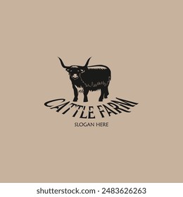 Cattle adventure badge logo vector graphic illustration on background