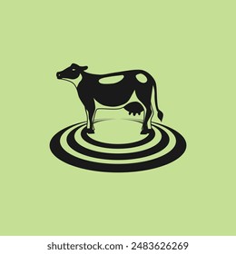 Cattle adventure badge logo vector graphic illustration on background