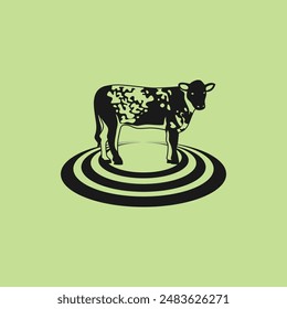 Cattle adventure badge logo vector graphic illustration on background