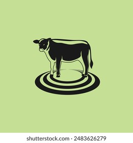 Cattle adventure badge logo vector graphic illustration on background