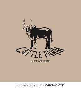 Cattle adventure badge logo vector graphic illustration on background