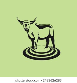 Cattle adventure badge logo vector graphic illustration on background