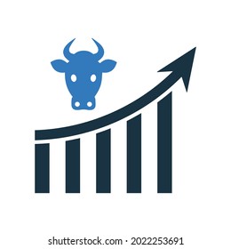 Cattle analysis, charts, statistics icon. 