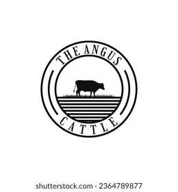 Estilo retro vintage del logotipo de carne de vacuno