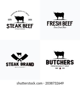 Diseño del logotipo de carne de vacuno Angus Beef Meat